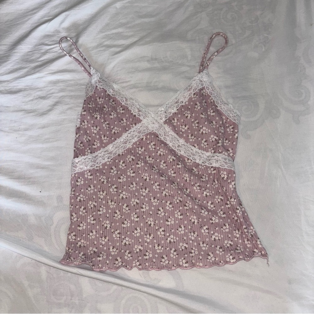 Floral Lace Trim Cami Top Wild Love